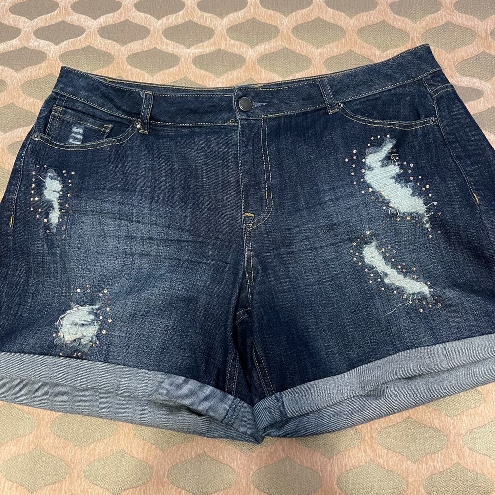 Lane Bryant Denim Rhinestone Shorts